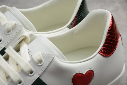Gucci Ace Heart Stripe Leather Sneakers White
