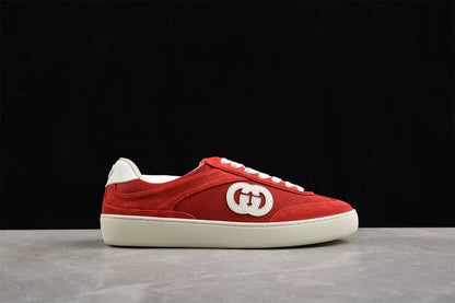 Gucci Red Suede Low-Top Sneakers
