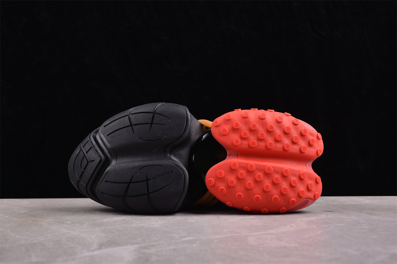 Balmain Unicorn Sneakers Light Black/Red – Neoprene and Leather