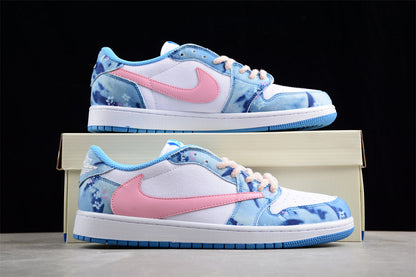 Air Jordan 1 Low SE Canvas Denim Pink Blue Sneakers