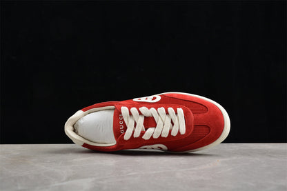 Gucci Red Suede Low-Top Sneakers