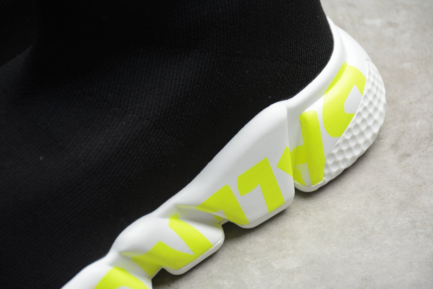 Black & Fluo Green Speed Knit Sneakers