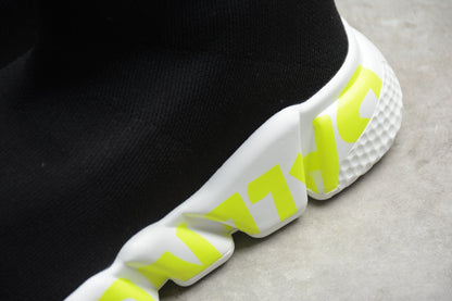 Black & Fluo Green Speed Knit Sneakers