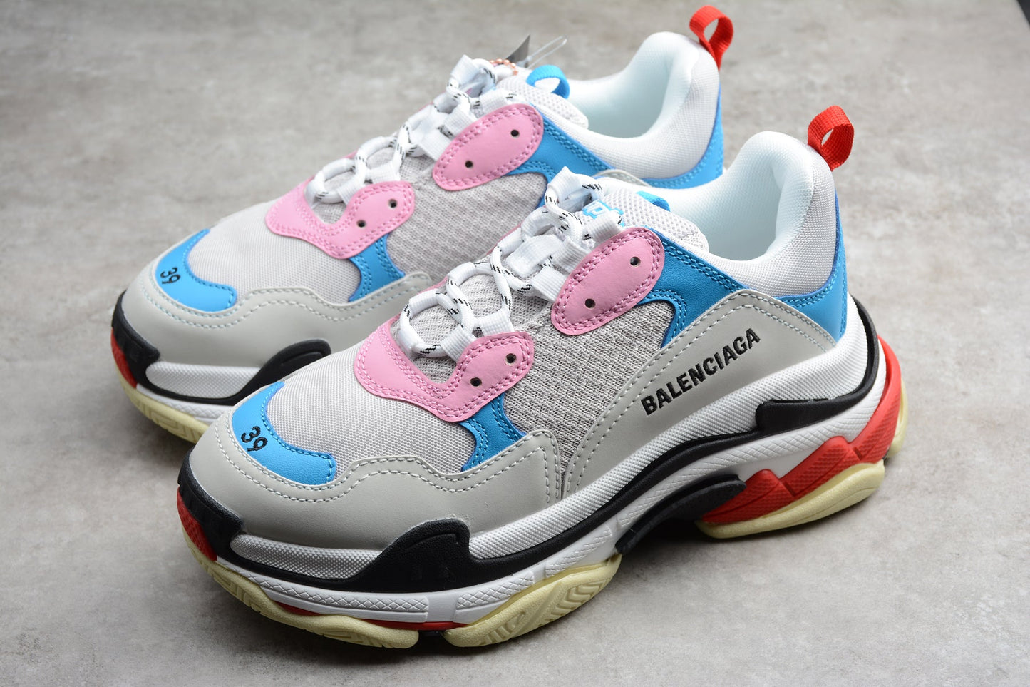 Balenciaga Women’s Triple S White Blue Pink Sneakers