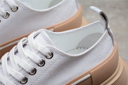 Alexander McQueen Tread Slick White Tan Canvas Sneakers