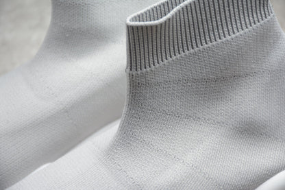 White & Black Speed Knit Sneakers