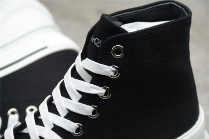 Alexander McQueen Tread Slick Black White Canvas Boots