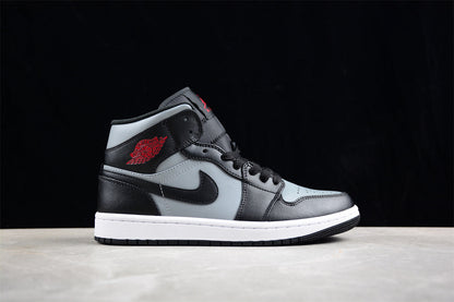 Nike Air Jordan 1 Mid Shadow Red Black Particle Grey Sneakers