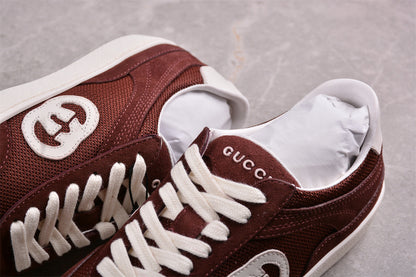 Gucci Interlocking G Brown Suede Low Top Sneakers
