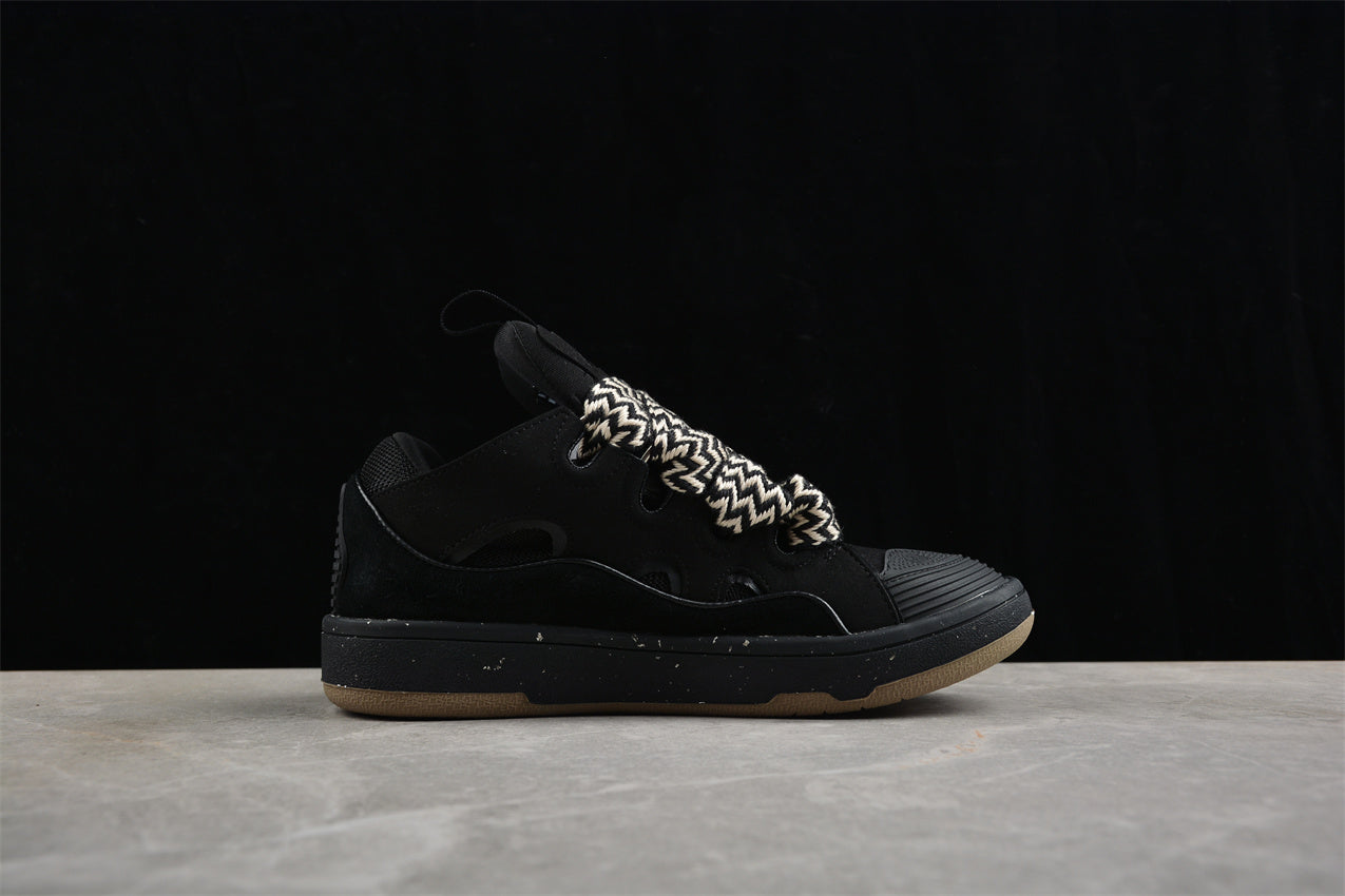 Lanvin Leather Curb Sneaker Black