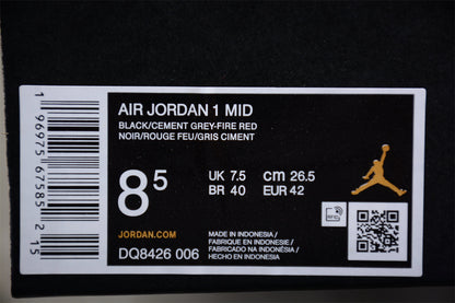Nike Air Jordan 1 Mid Bred Shadow Sneakers