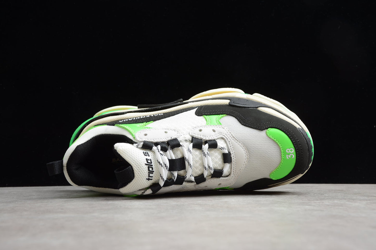 Men's White & Neon Green Chunky Sneakers