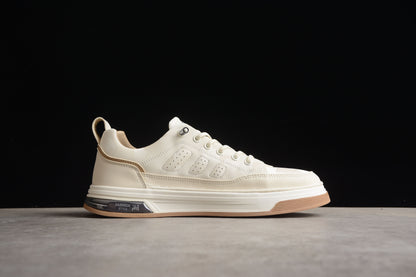 Gucci Cream Beige Leather Low-Top Sneakers