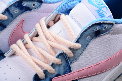 Air Jordan 1 Low SE Canvas Denim Pink Blue Sneakers