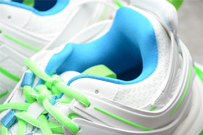Women's White & Green Track Lifestyle Sneakers