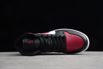 Nike Air Jordan 1 Mid Bred Toe Sneakers