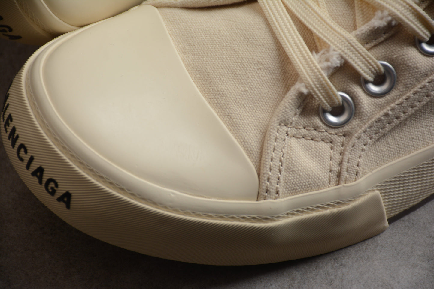 Balenciaga Paris Distressed High Canvas Cream Sneakers