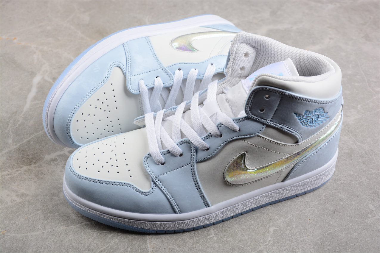 Air Jordan 1 Mid SE "Glitter Swoosh / Ice Blue"