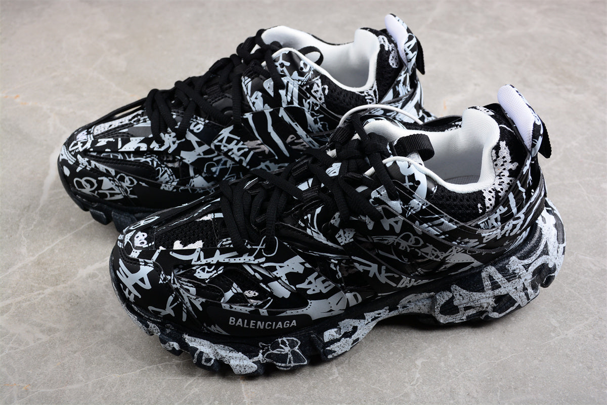 Balenciaga Track Graffiti Black White Sneakers