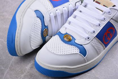 Gucci Screener White & Blue Leather Sneakers
