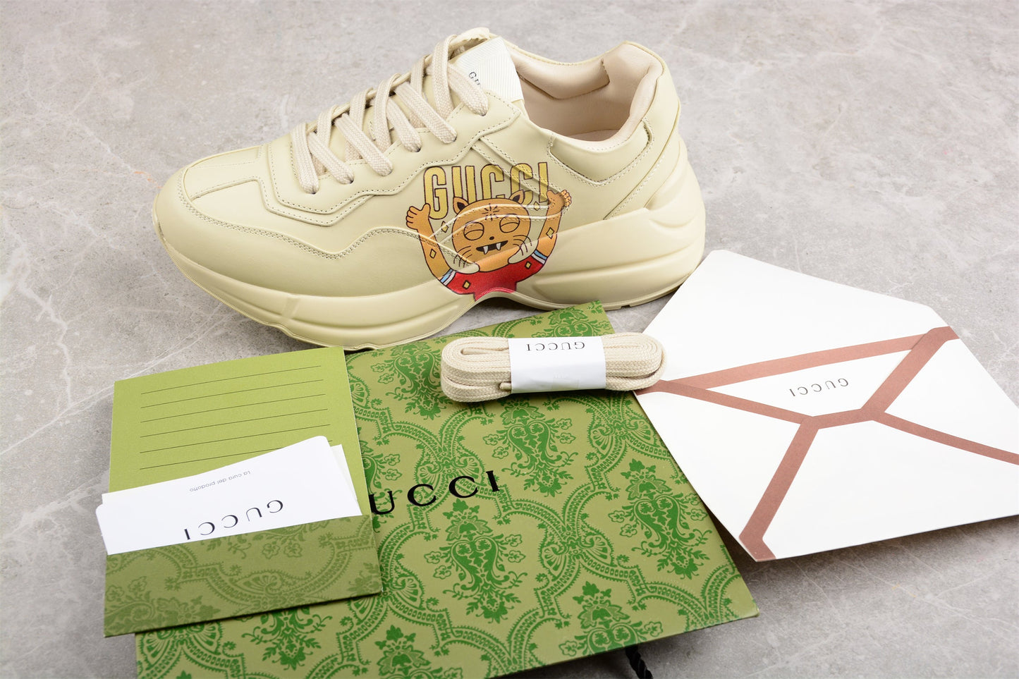 Gucci Rhyton Beige Cat Sneakers