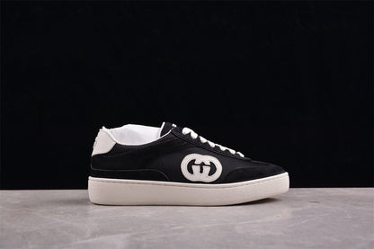 Gucci Interlocking G Black Suede Low Top Sneakers