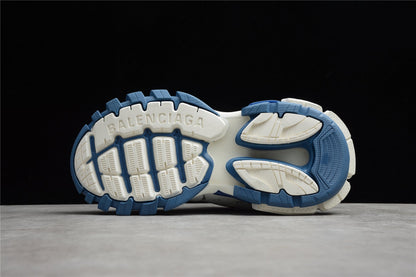 Men's White & Blue Track Lifestyle Sneakers