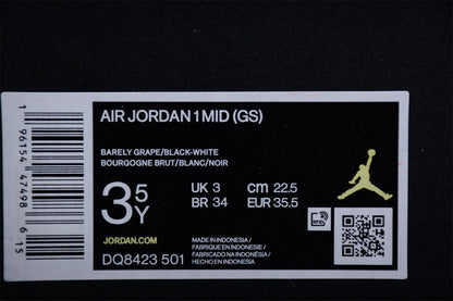 Nike Air Jordan 1 Mid GS Barely Grape Sneakers