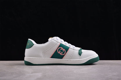 Gucci Screener White & Green Leather Sneakers