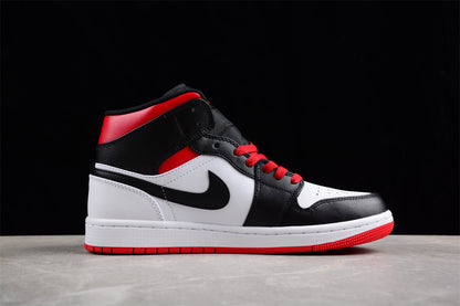 Nike Air Jordan 1 Mid White Black Gym Red Sneakers