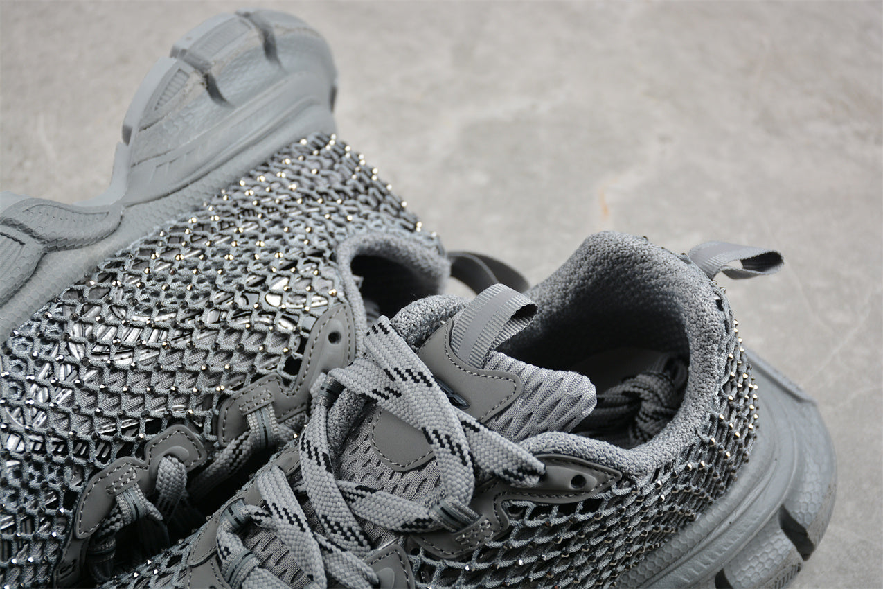 Balenciaga 3XL Fishnet Silver Sneakers