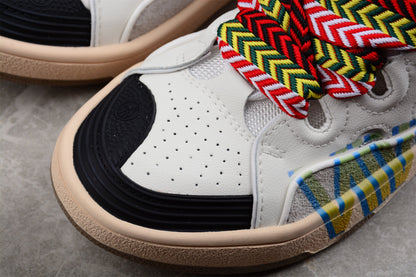 Lanvin Curb White Ivory Leather Sneakers