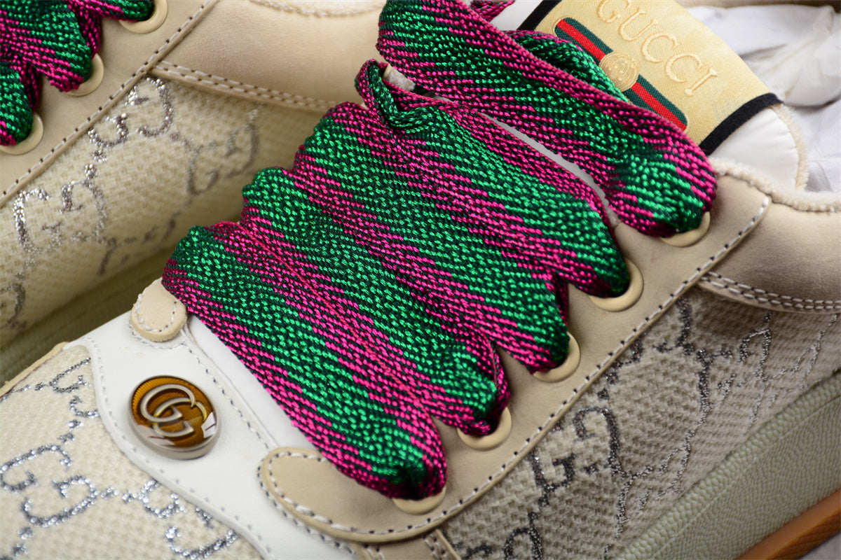 Gucci Screener GG Leather-Trimmed Canvas Sneakers