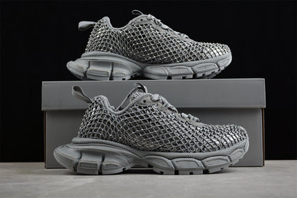 Balenciaga 3XL Fishnet Silver Sneakers