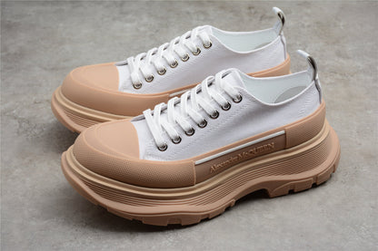 Alexander McQueen Tread Slick White Tan Canvas Sneakers