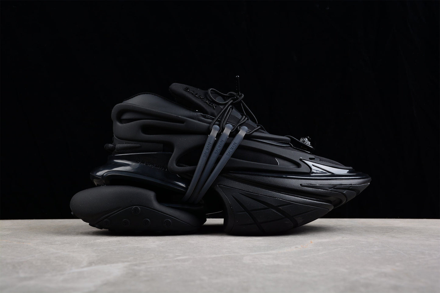 Balmain Unicorn Low-Top Sneakers in All Black – Neoprene and Leather