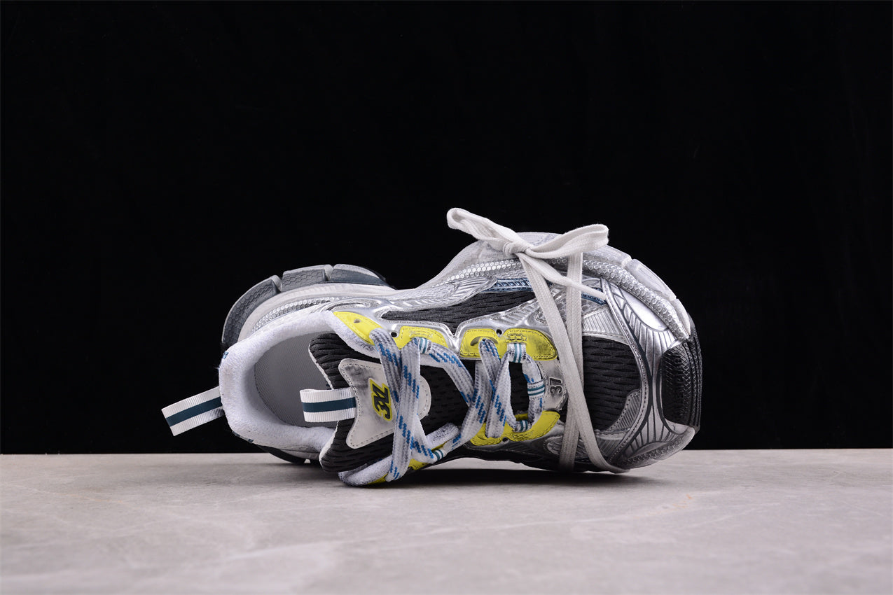 Balenciaga 3XL Worn-Out White, Blue & Volt Yellow