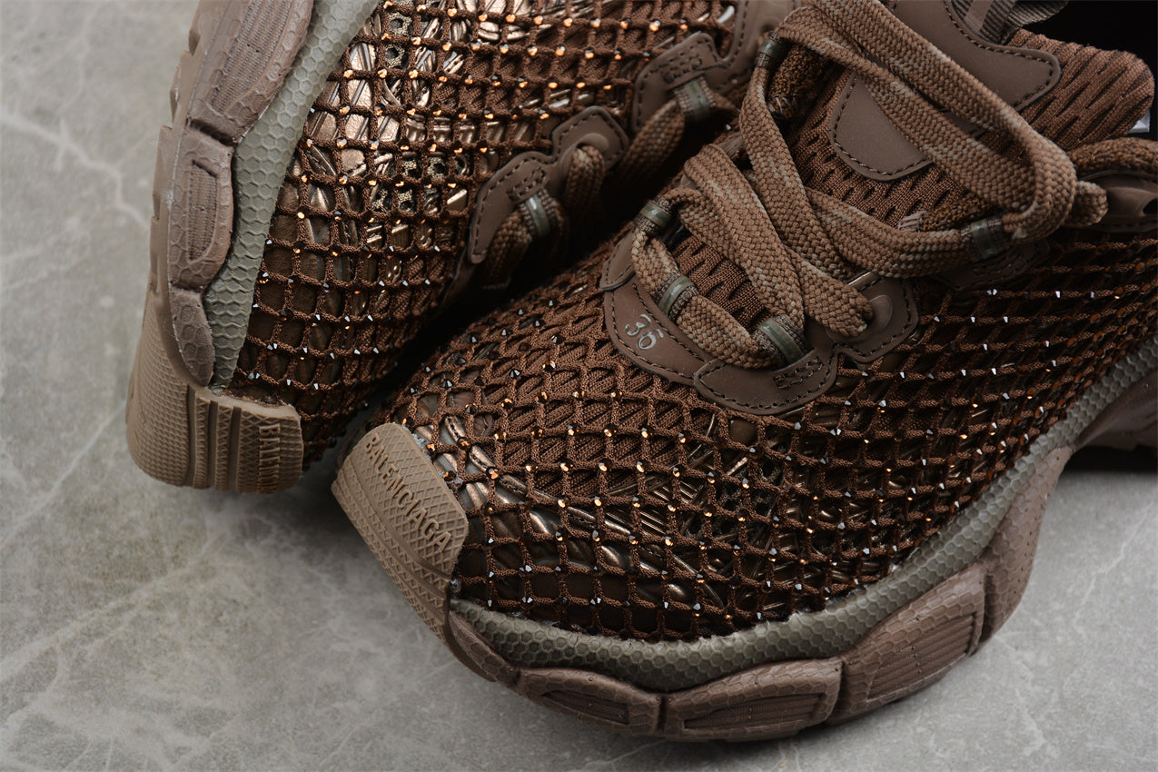 Balenciaga 3XL Fishnet Brown Sneakers