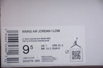 Nike Air Jordan 1 Retro Low Light Iron Ore Siren Red Sneakers