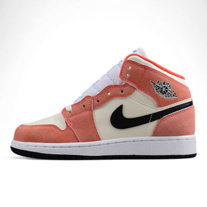Air Jordan 1 Mid GS Orange Suede Sneakers