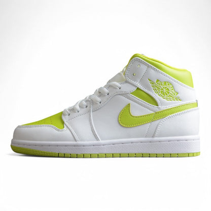 Nike Air Jordan 1 Mid White Lime Sneakers