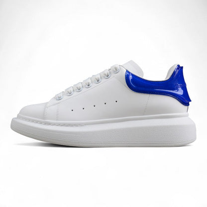 Alexander McQueen Oversized White Electric Blue Leather Sneakers