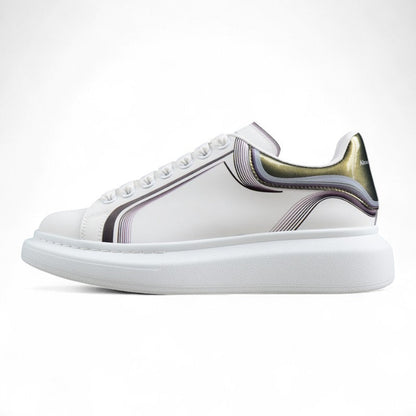 Alexander McQueen Oversized White Silver Leather Sneakers