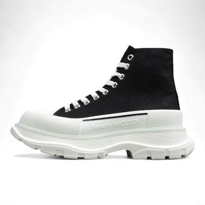 Alexander McQueen Tread Slick Black White Canvas Boots