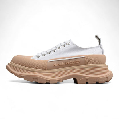 Alexander McQueen Tread Slick White Tan Canvas Sneakers