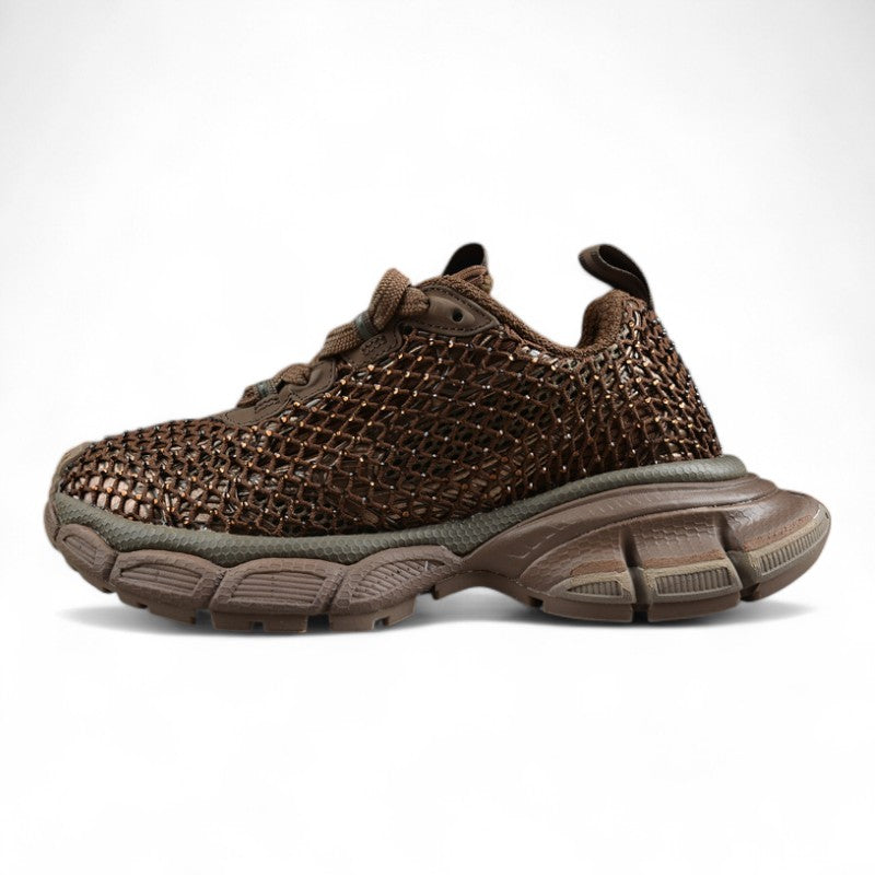 Balenciaga 3XL Fishnet Brown Sneakers