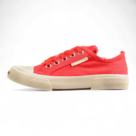 Balenciaga Paris Low Top Canvas Red Sneakers