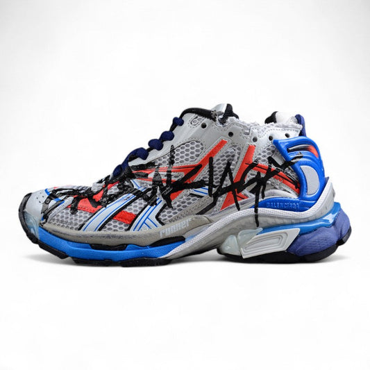 Balenciaga Runner 7.0 Blue Orange Graffiti Sneakers