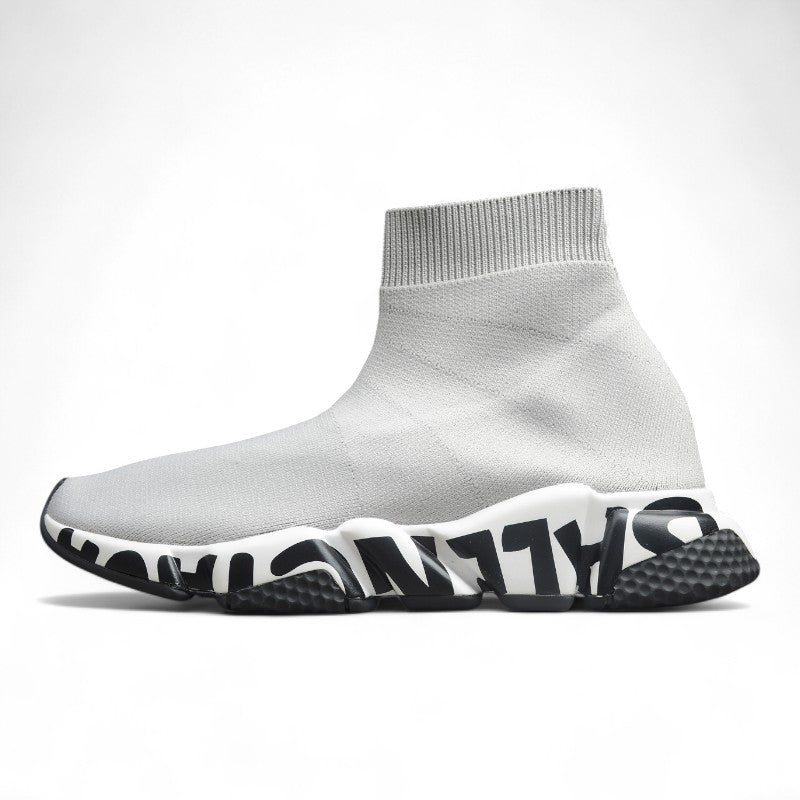 White & Black Speed Knit Sneakers