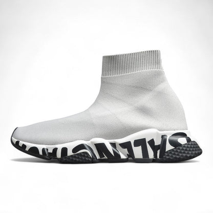 White & Black Speed Knit Sneakers